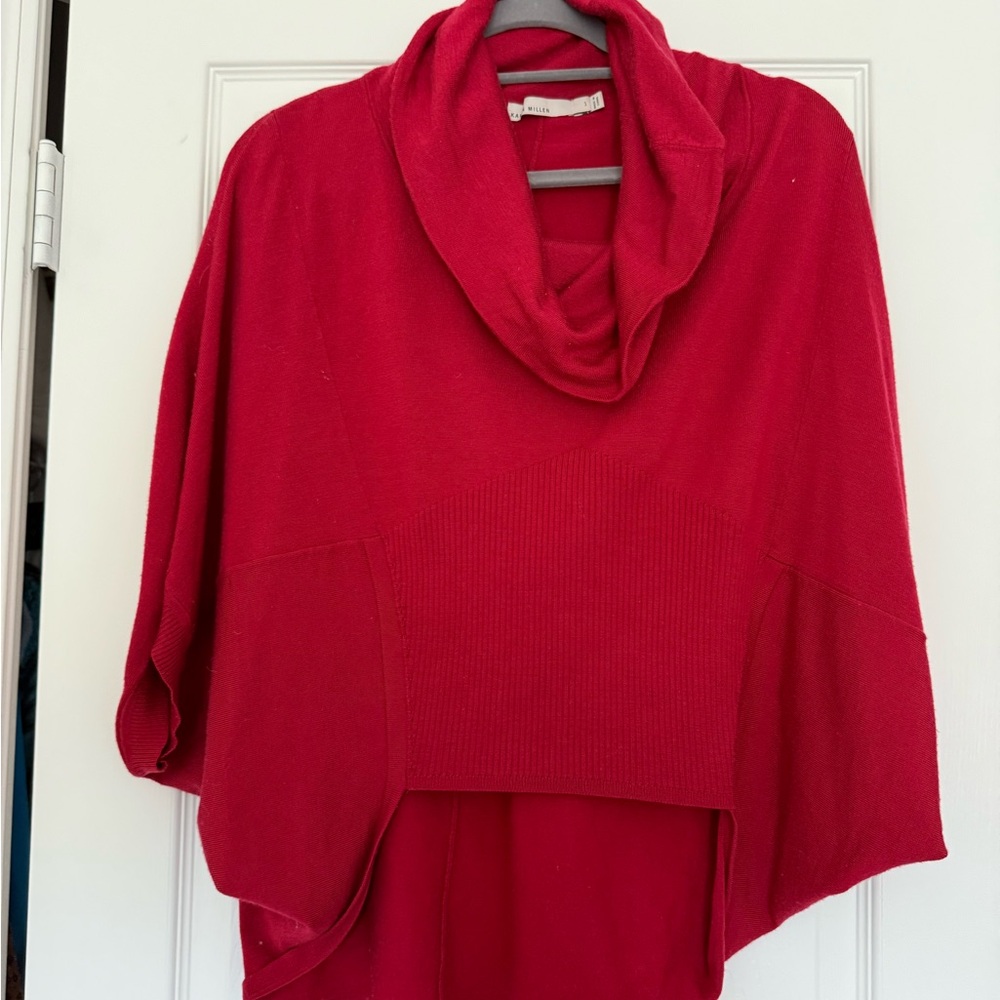 Red Cowl Neck cropped Sweater